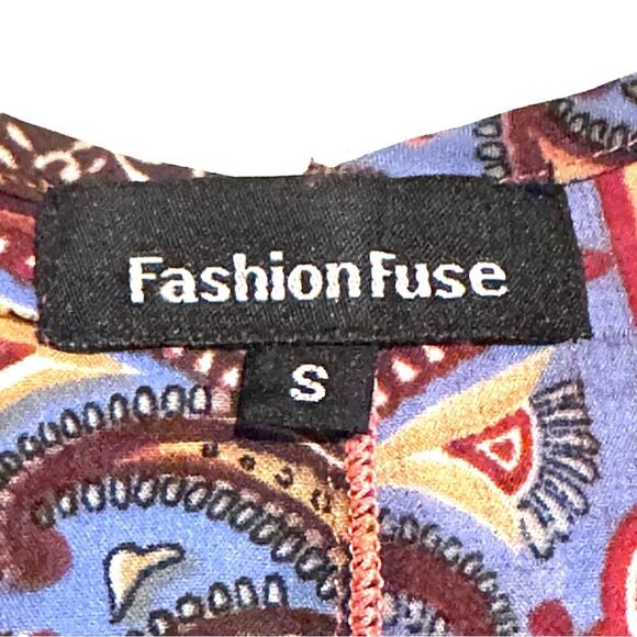 Fashion Fuse Paisley Colorblock Racer Back Flowy Tank Top Women's S Small - Picture 2 of 8